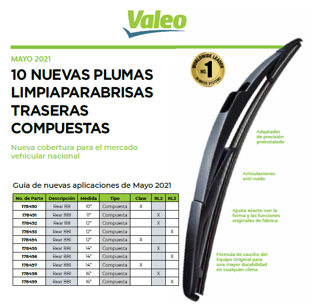 10 NUEVAS PLUMAS LIMPIAPARABRISAS TRASERAS COMPUESTAS